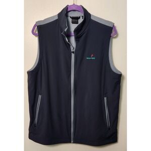Dunning Golf Navy Blue Heather Full Zip Vest Mens Med Embroidered Multi Modal‎